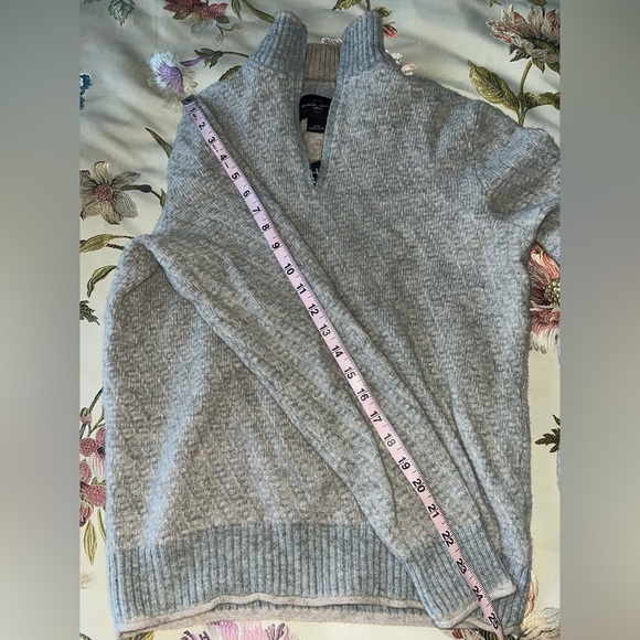 Black Brown 1826 Quarter Zip Wool Sweater Size M Light Gray/Tan - Picture 4 of 7